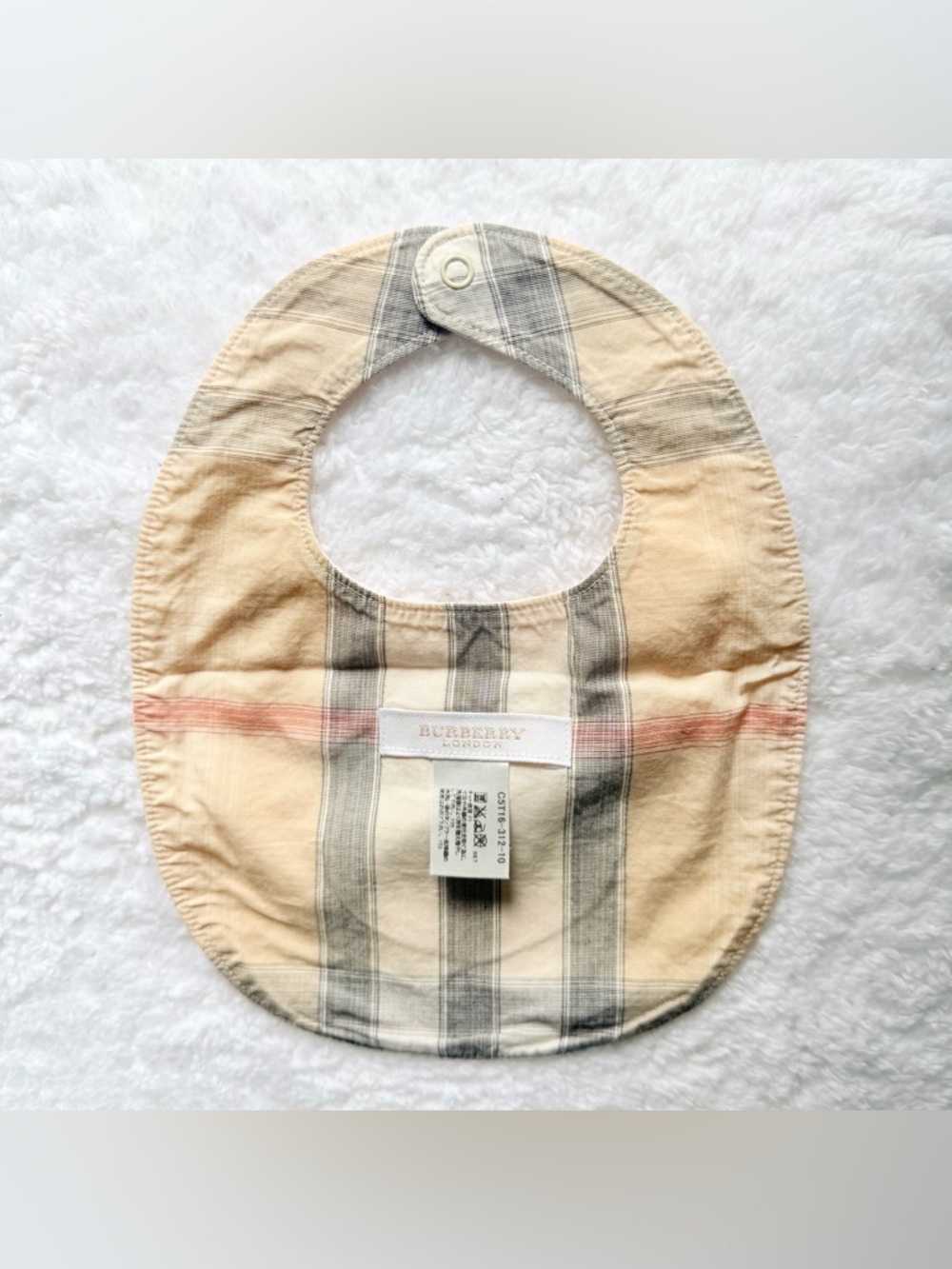 Burberry Baby Bib Infant Girl One Size Nova Check Pink Beige